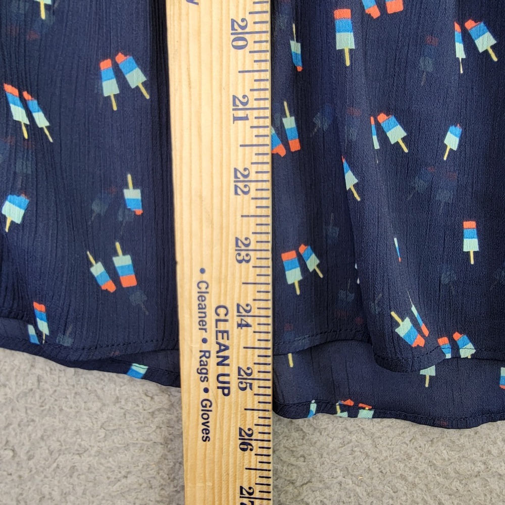 Y2K Hollister Cami Tank‎ Top Women's L Blue Sheer babydoll Novelty Print Shirt - Picture 5 of 14